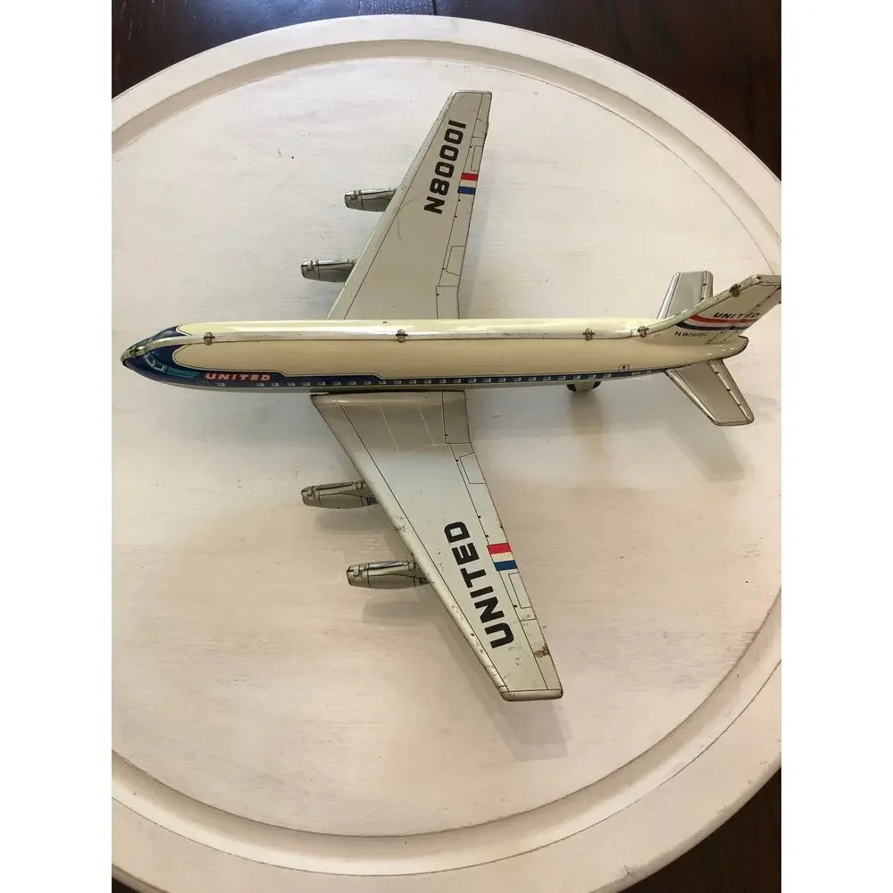 Vintage Japan Tin United Airlines Airplane Tin Toy United N80001 DC 8